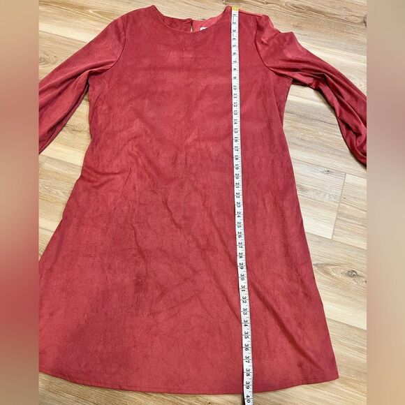 ANNE KLEIN Faux Suede Autumn Rose Long Sleeve Mini Dress Size Large - Picture 11 of 11